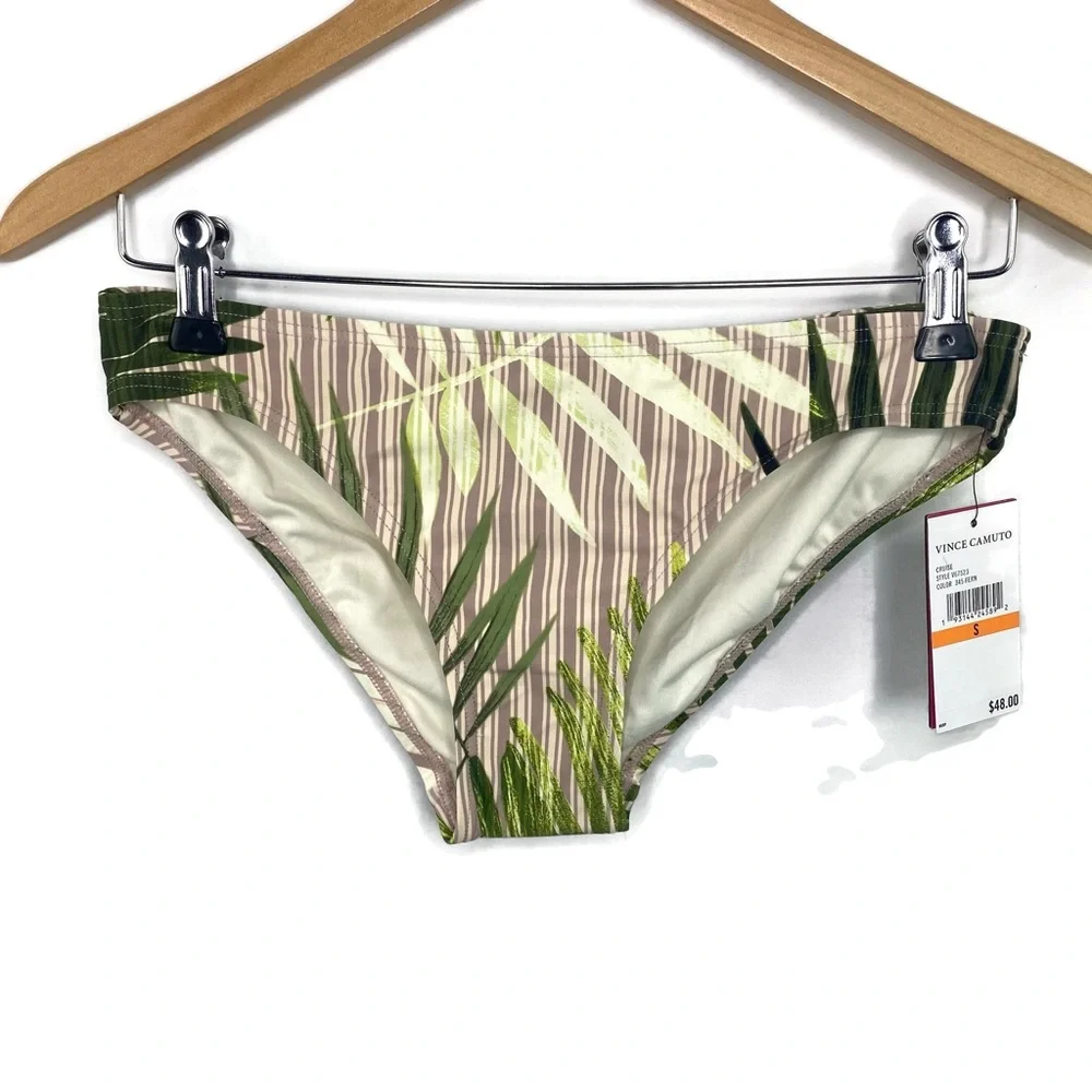Vince Camuto Tropical Fern Print Classic Bikini Bottom Small New With Tags